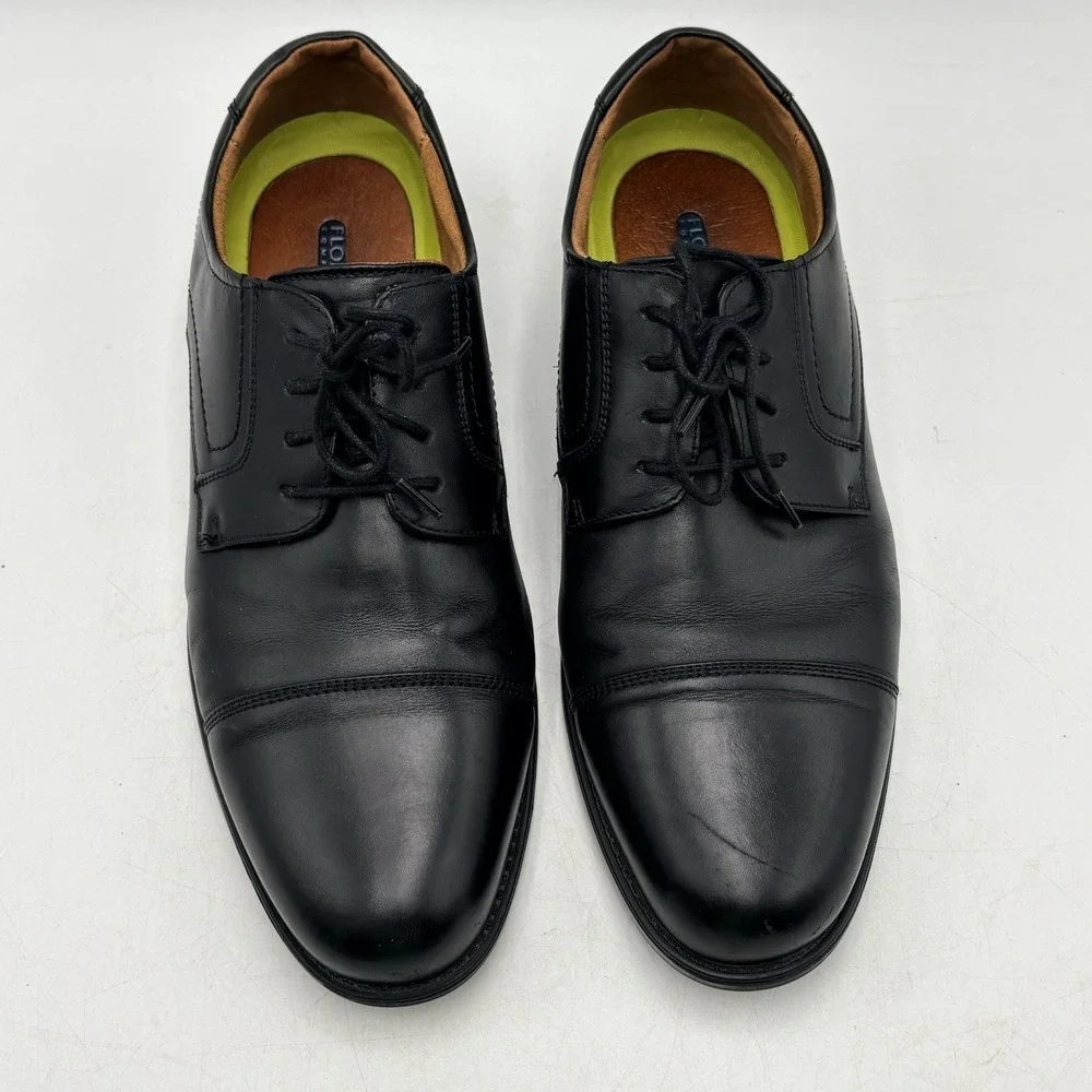 Florsheim Ortholite Mens 10.5D Black Cap Toe Oxford Leather Dress Shoes 12138